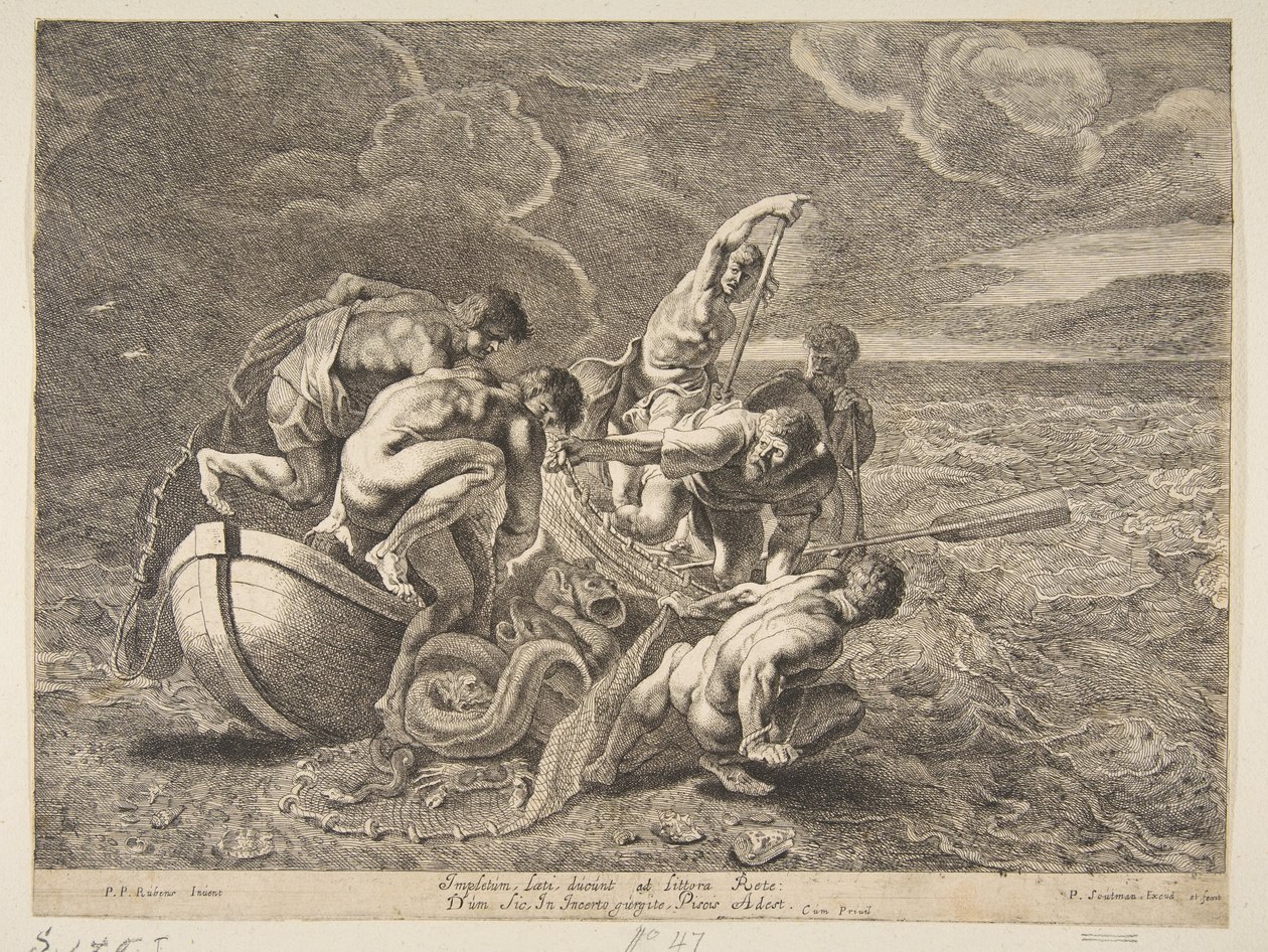Esboço milagroso dos peixes, 1595-1657. de Pieter Soutman