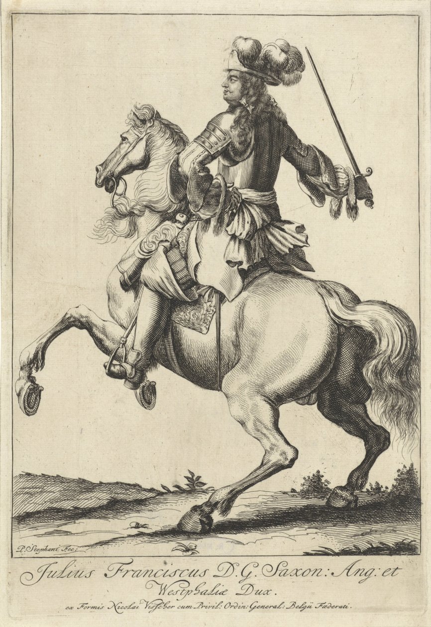 Retrato equestre de Julius Frans van Saxe-Lauenburg de Pieter Stevens (vermeld in 1689)