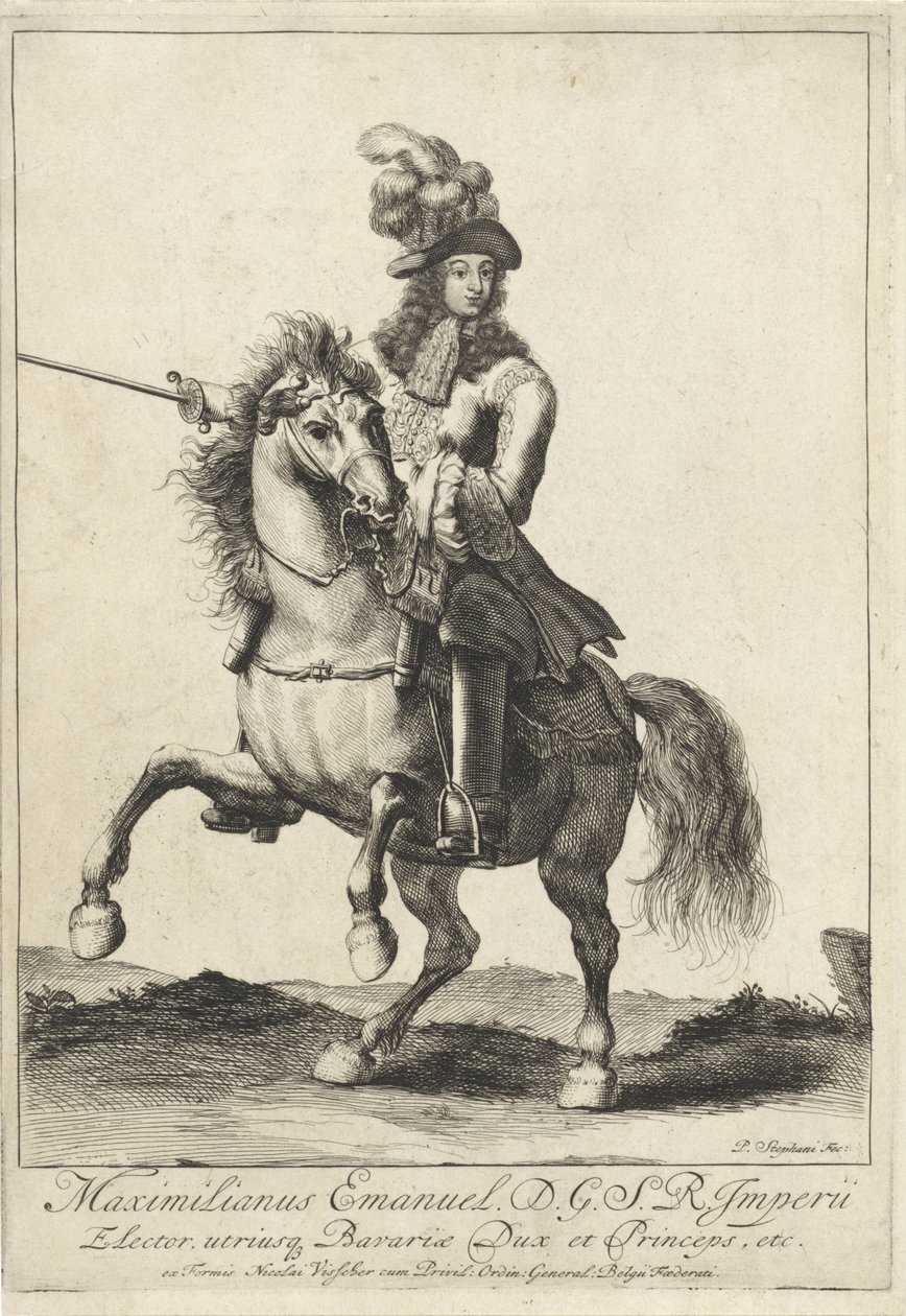 Retrato equestre de Maximiliano II Emanuel, Eleitor da Baviera de Pieter Stevens (vermeld in 1689)