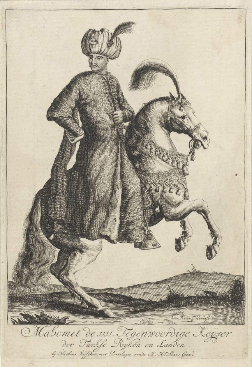 Retrato equestre de Mehmet IV, Sultão do Império Otomano de Pieter Stevens (vermeld in 1689)