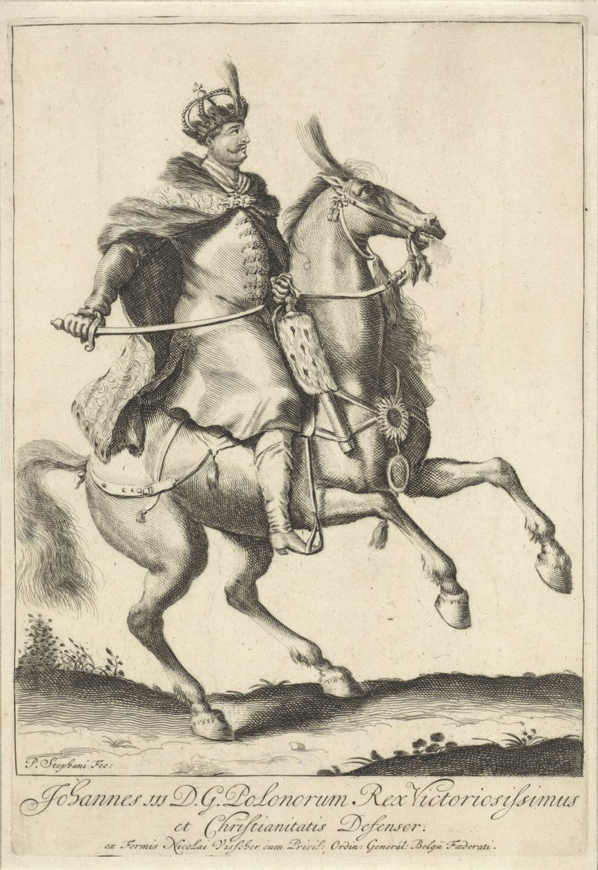 Retrato equestre do Rei Jan III Sobieski da Polónia de Pieter Stevens (vermeld in 1689)