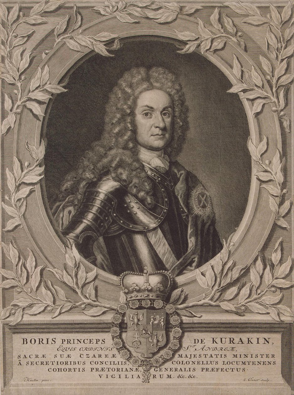 Retrato do Príncipe Boris Ivanovich Kurakin 1676-1727, depois de 1717 de Pieter Stevens Gunst van