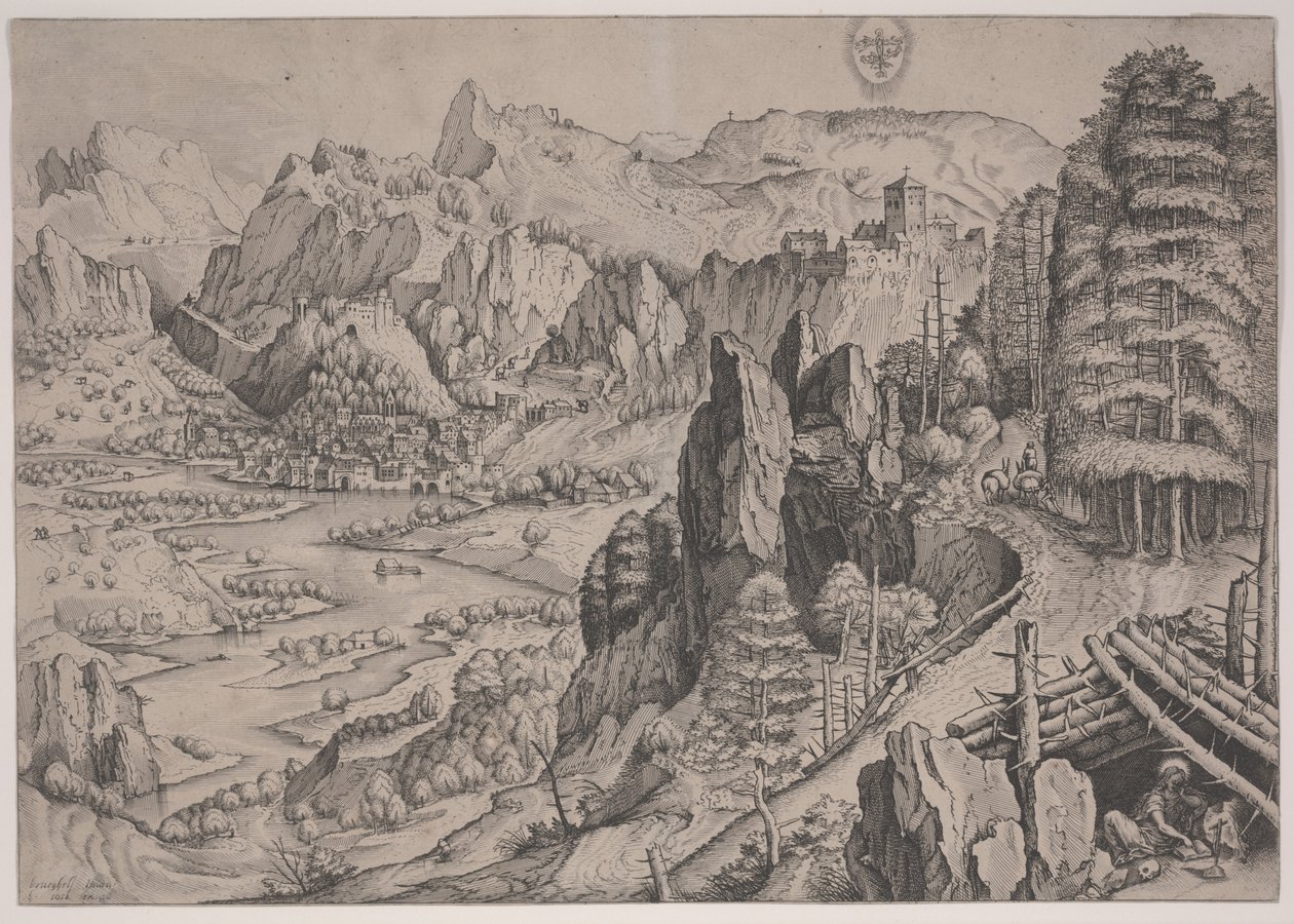 Magdalena Poenitens, impressão feita por Jan e Lucas van Duetecum de Pieter The Elder (after) Brueghel