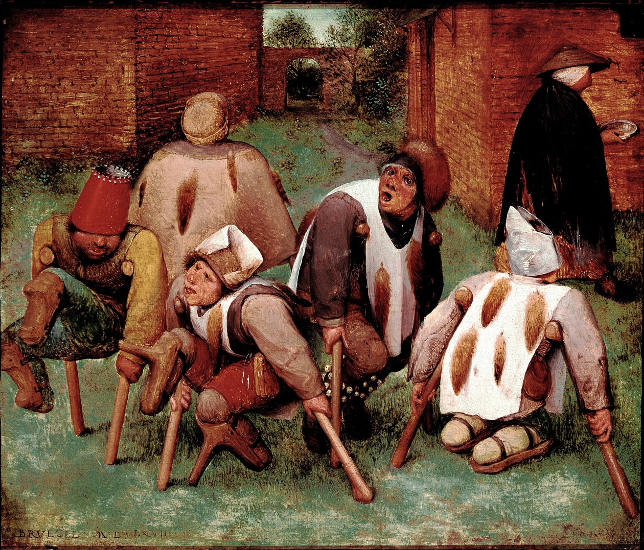 O grupo de estropies de personagens deficientes, butts-de-jatte (butts). Pintura de Pieter Bruegel (ou Breugel ou Brueghel ou Breughel) dit l