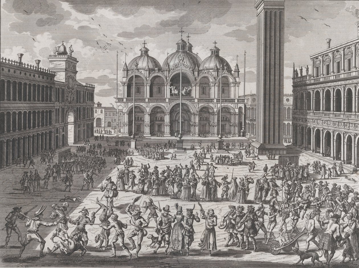O Carnaval de Veneza, de: Thesaurus Antiquitatum et Historiarum Italia, vol. IX, 1722 de Pieter Van der Aa