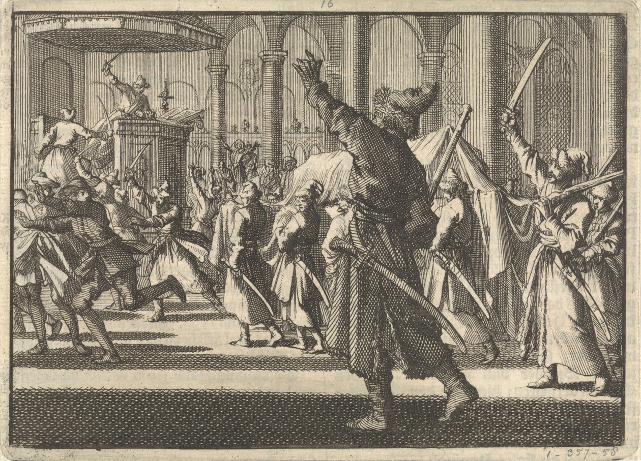 Os poloneses na igreja de Riddarholm em Estocolmo, 1698 de Pieter Van der Aa