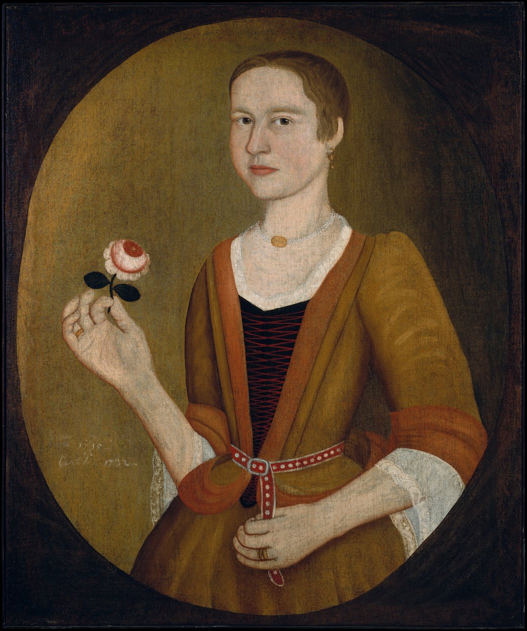 Jovem senhora com uma rosa de Pieter Vanderlyn