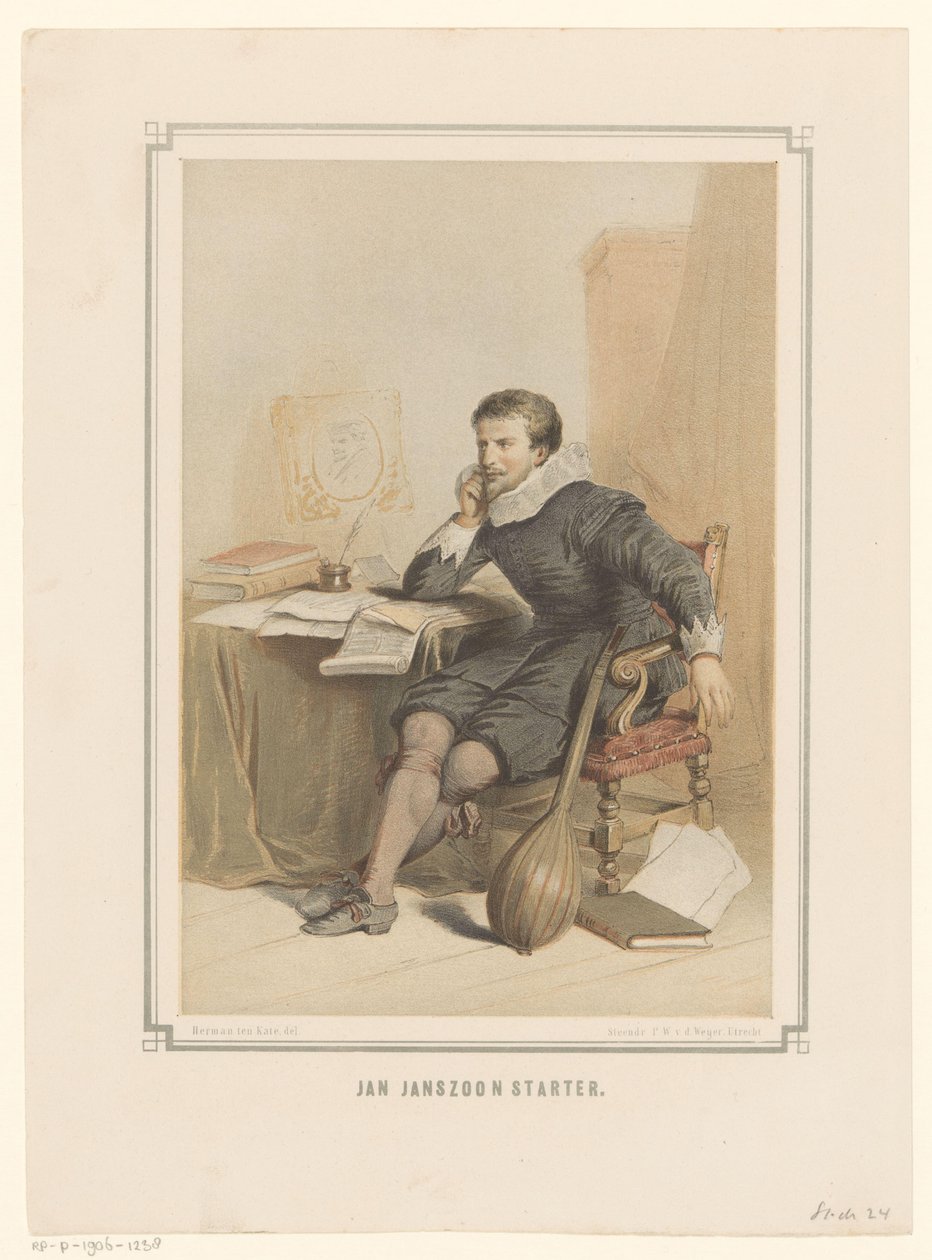 Jan Janszoon Starter em sua escrivaninha de Pieter Wilhelmus van de Weijer