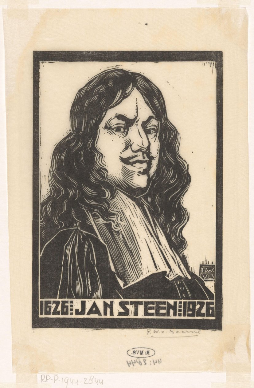 Retrato de Jan Steen de Pieter Willem van Baarsel (signed by artist)