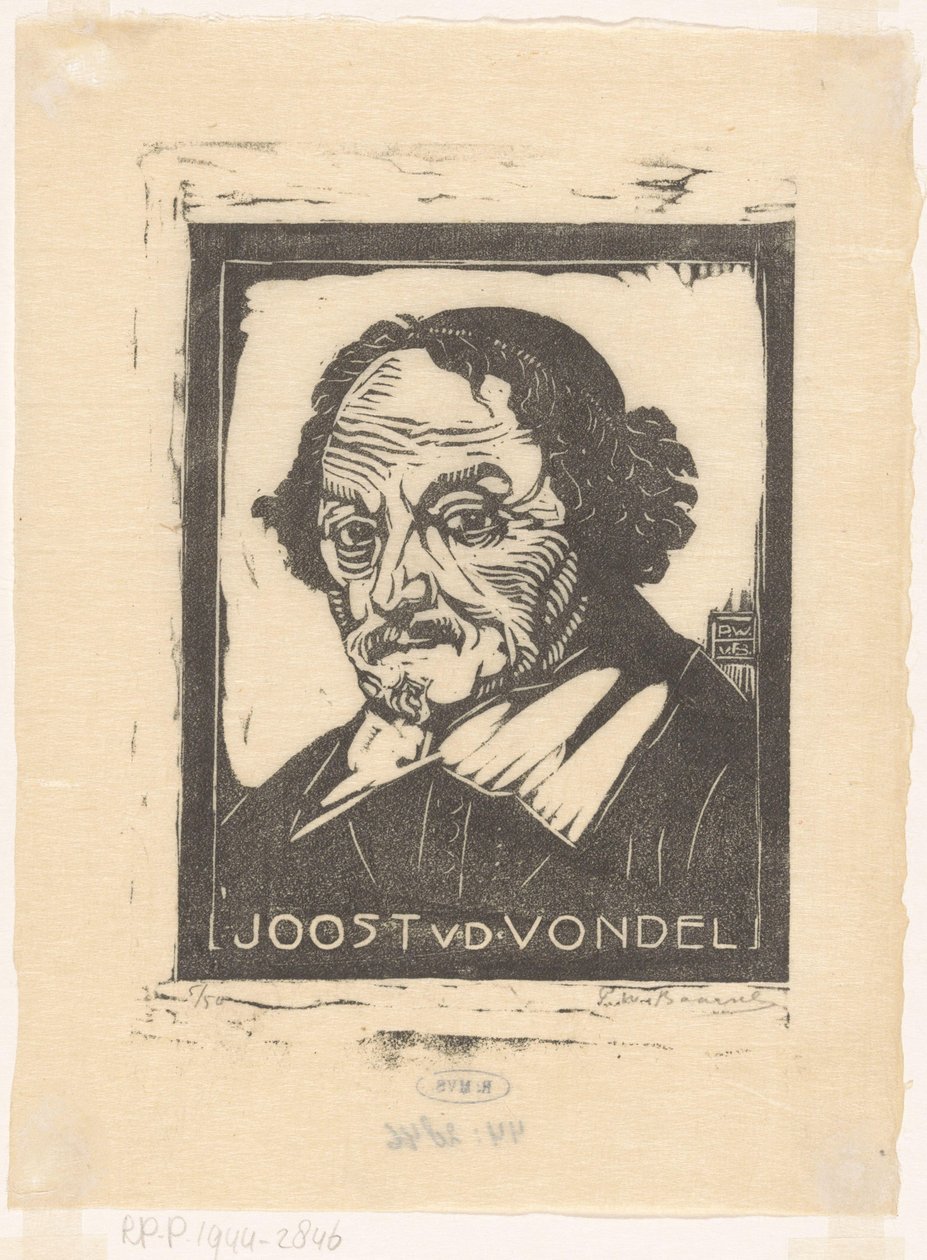 Retrato de Joost van den Vondel (título no objeto) de Pieter Willem van Baarsel (signed by artist)