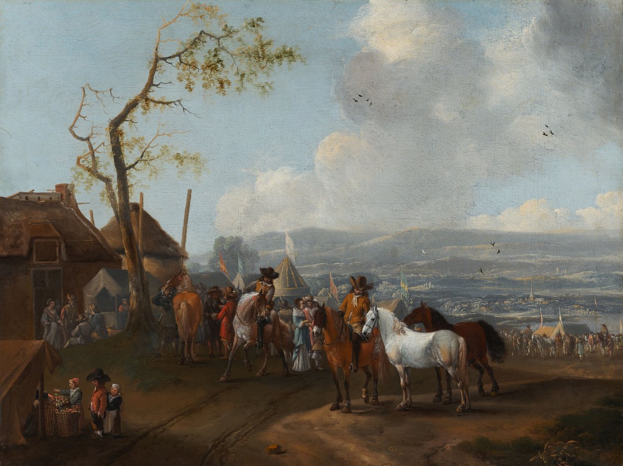 Cena de acampamento (óleo sobre tela) de Pieter Wouwermans or Wouwerman