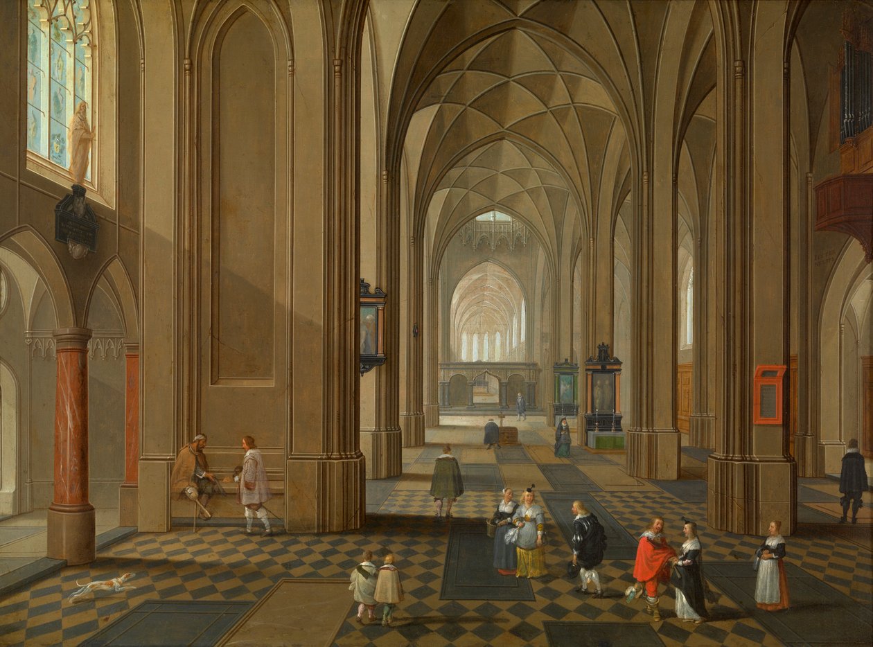 Interior de uma Igreja (cobre de petróleo) de Pieter and Coques Gonzales (1614 84) Neefs II