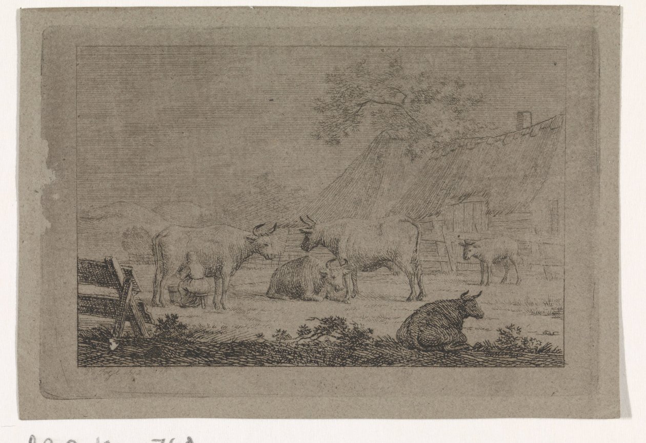 Quintal da exploração com vacas de Pieter de Goeje