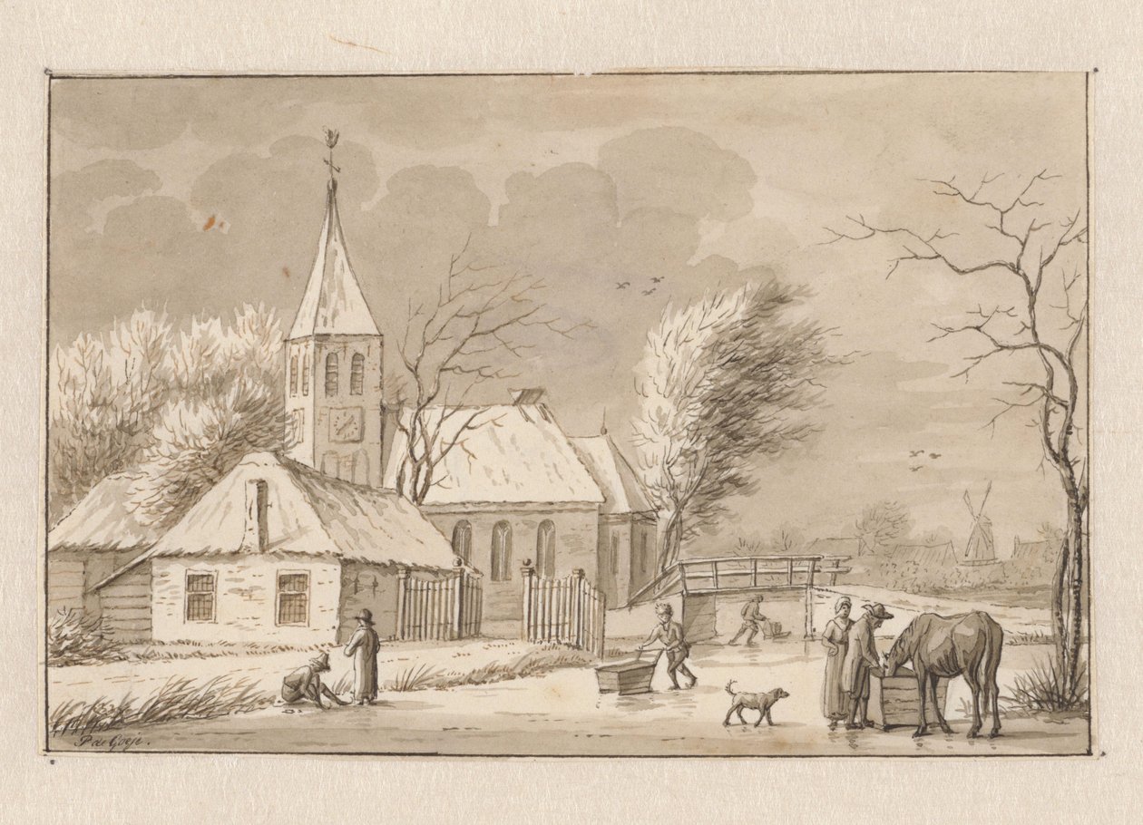 Paisagem de inverno junto a uma igreja de Pieter de Goeje