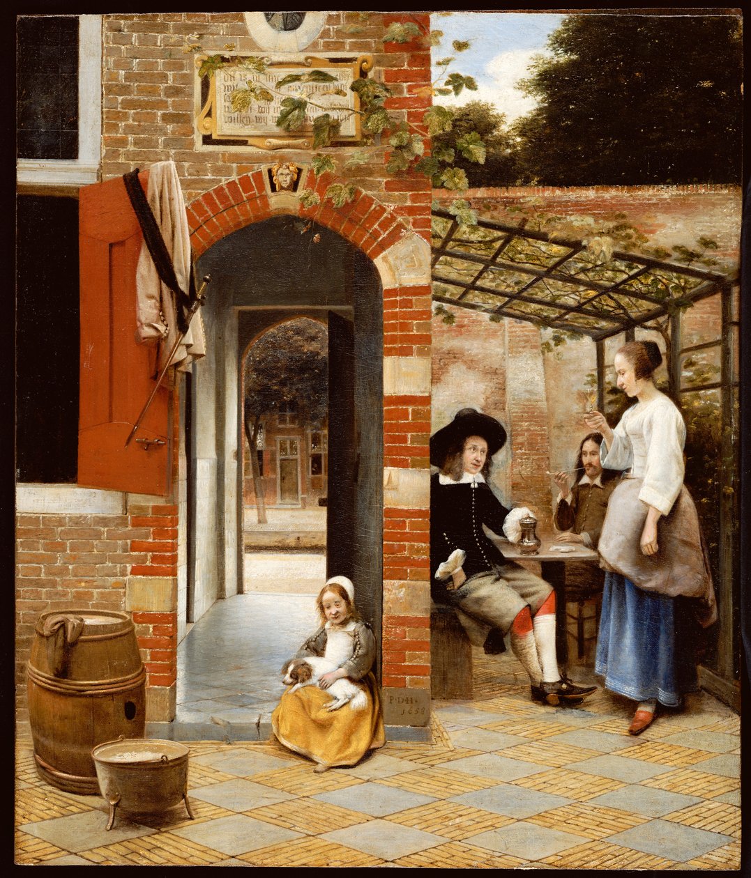 Pátio de uma casa em Delft, 1658 de Pieter de Hooch