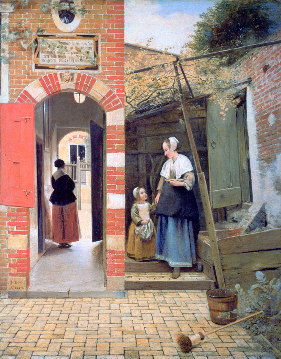 Pátio de uma casa em Delft, 1658 de Pieter de Hooch