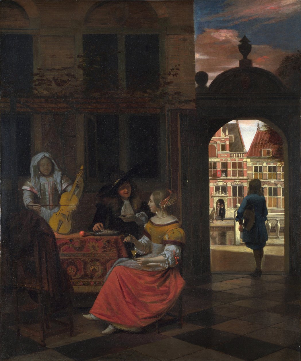 Hooch, Pieter, de (1629-1684) A Musical Party in a Courtyard Oil on canvas 1677 National Gallery, London 83,5x68,5 de Pieter de Hooch