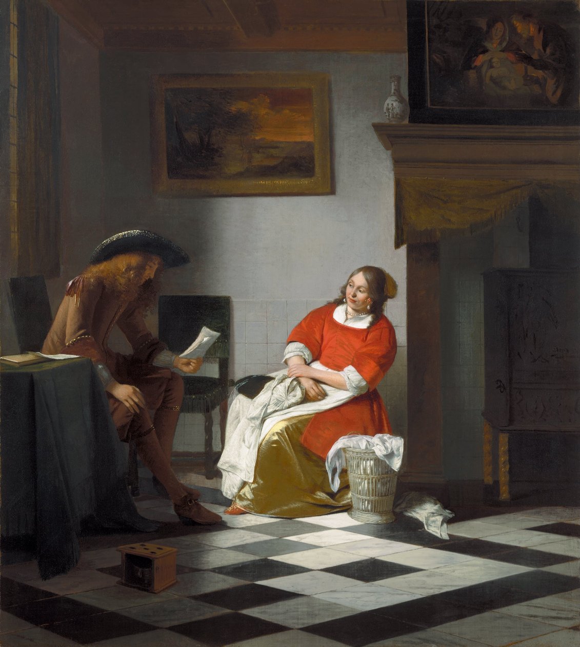 Homem a ler uma carta a uma mulher de Pieter de Hooch