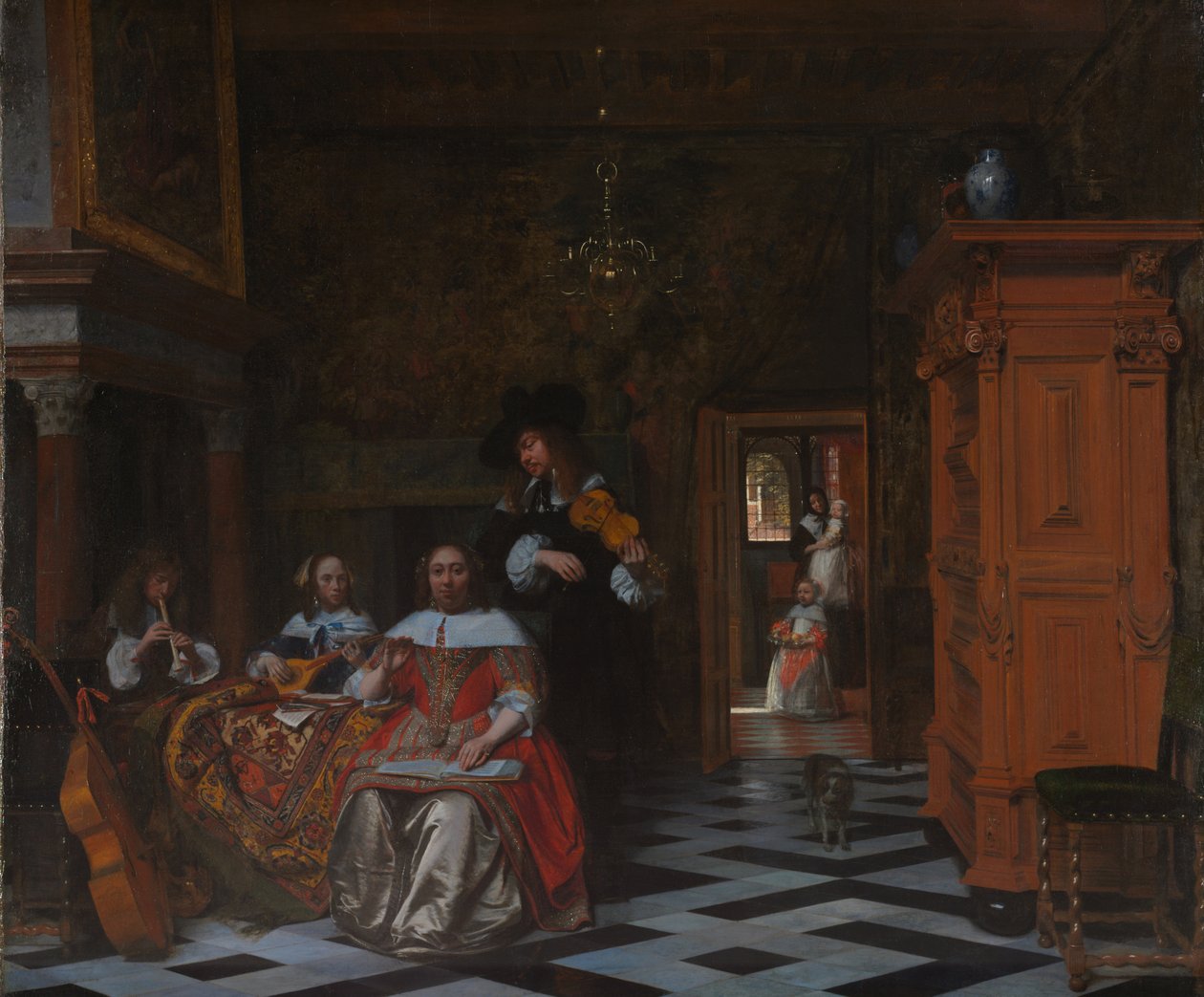 Retrato de uma família tocando música, 1663 de Pieter de Hooch
