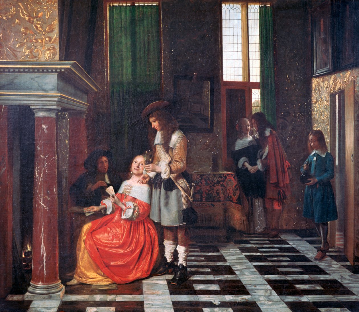 Os jogadores do cartão, c1663-1665 de Pieter de Hooch