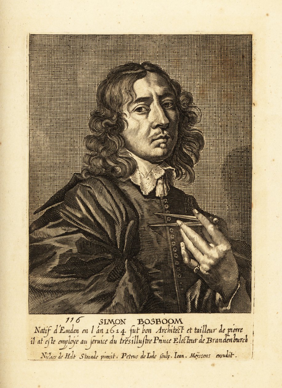 Retrato de Simon Bosboom, arquitecto e escritor holandês da Idade de Ouro de Pieter de II Jode