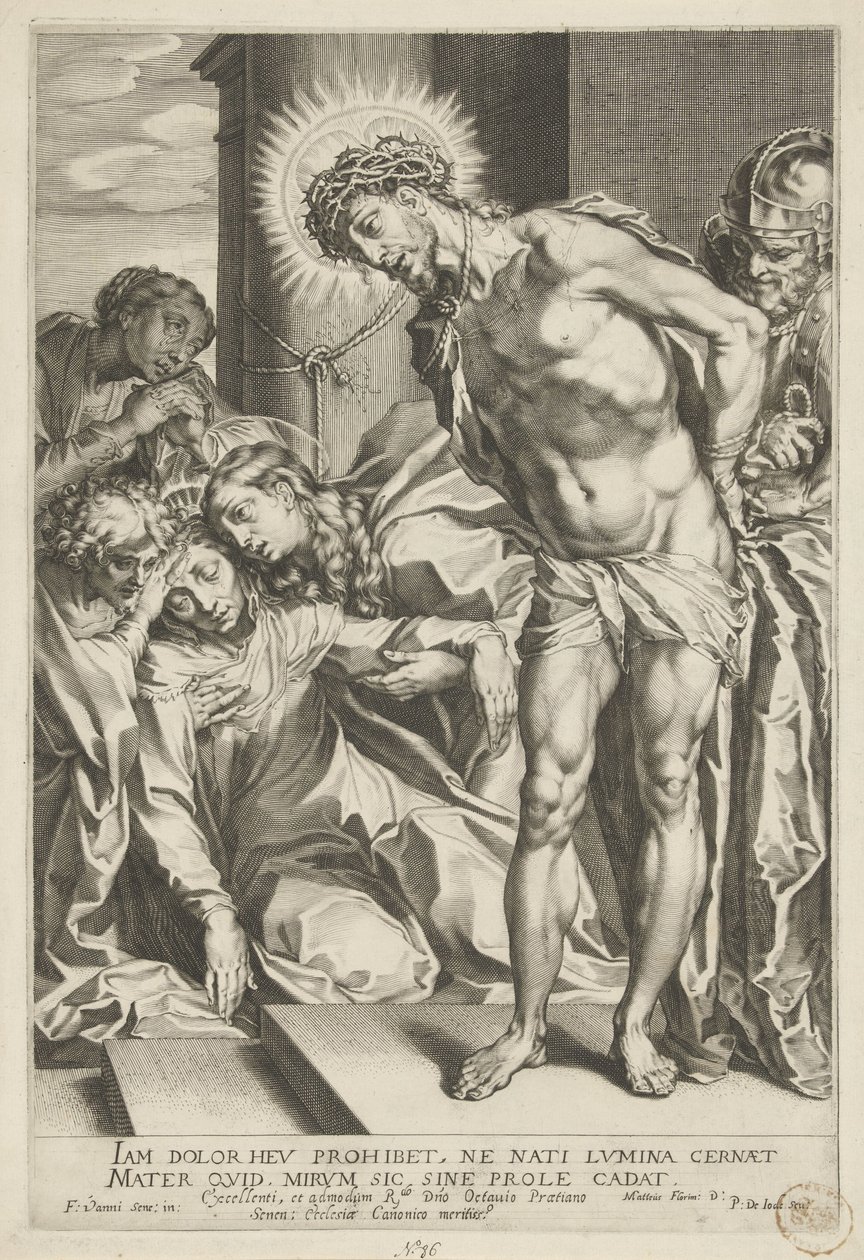 Cristo com coroa de espinhos e Maria chorando de Pieter de Jode (I)