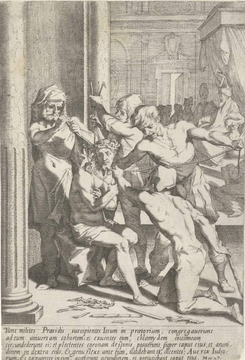 Doornenkroning van Christus Passie van Christus (título da série) Paixão e Ressurreição (título da série) de Pieter de Jode (I)