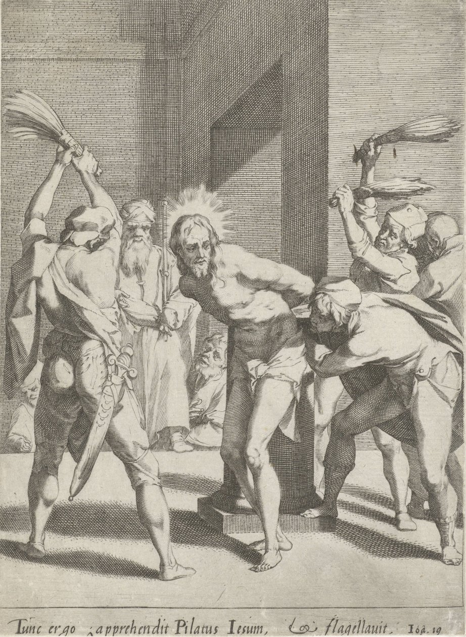 A flagelação de Cristo
Paixão de Cristo (título da série)
Passionis et resurrectionis (título da série) de Pieter de Jode (I)
