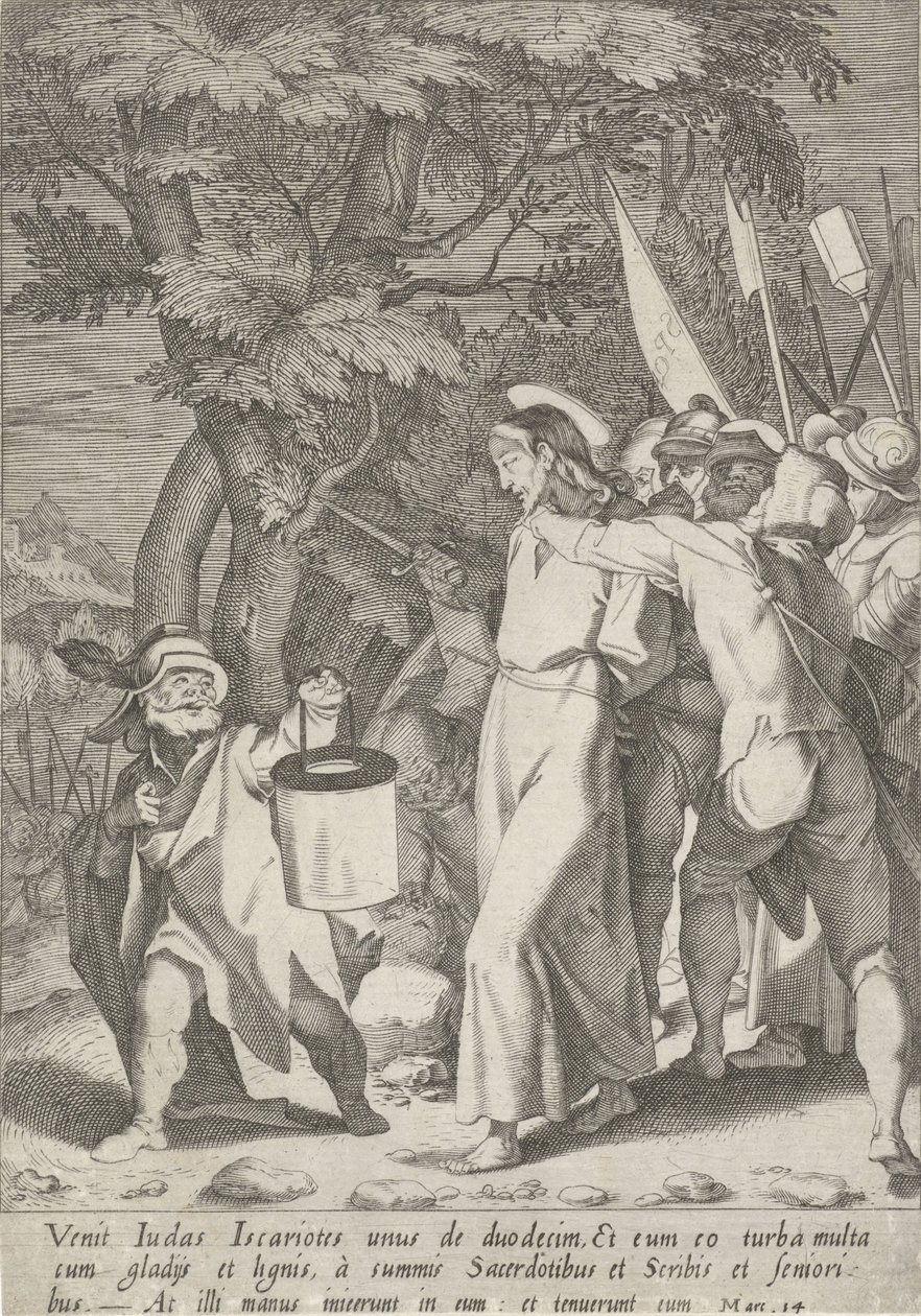 Gevangenneming van Christus Passie van Christus (título da série) Paixão e Ressurreição (título da série) de Pieter de Jode (I)