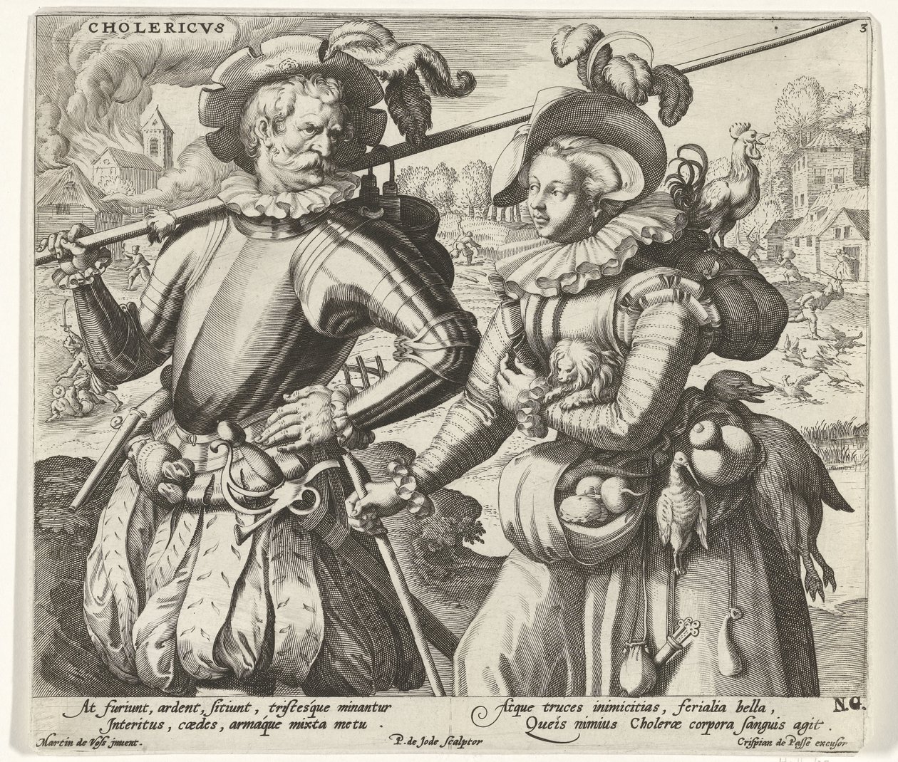 Het cholerisch temperamento
Cholericvs (título sobre o objecto)
De vier temperamenten (título da série) de Pieter de Jode (I)