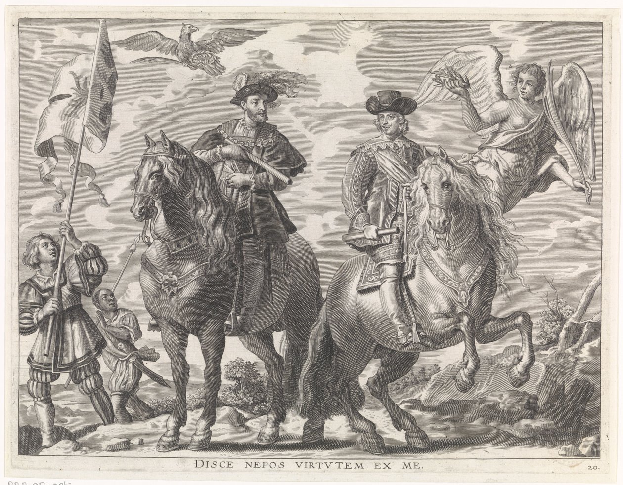 Charles V e Ferdinand a cavalo
Entrada alegre do Cardeal-Infante em Gand, 1635 (título da série) de Pieter de Jode (II)