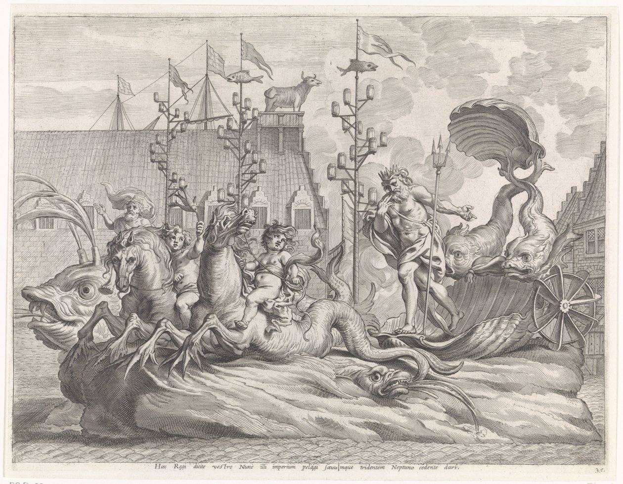 Espectáculo com a carruagem de Neptuno
Entrada alegre do Cardeal-Infante em Gand, 1635 (título da série) de Pieter de Jode (II)