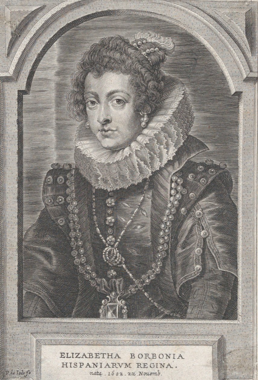Retrato de Elisabeth de Bourbon, Rainha da Espanha, ca. 1632-44. de Pieter de Jode II