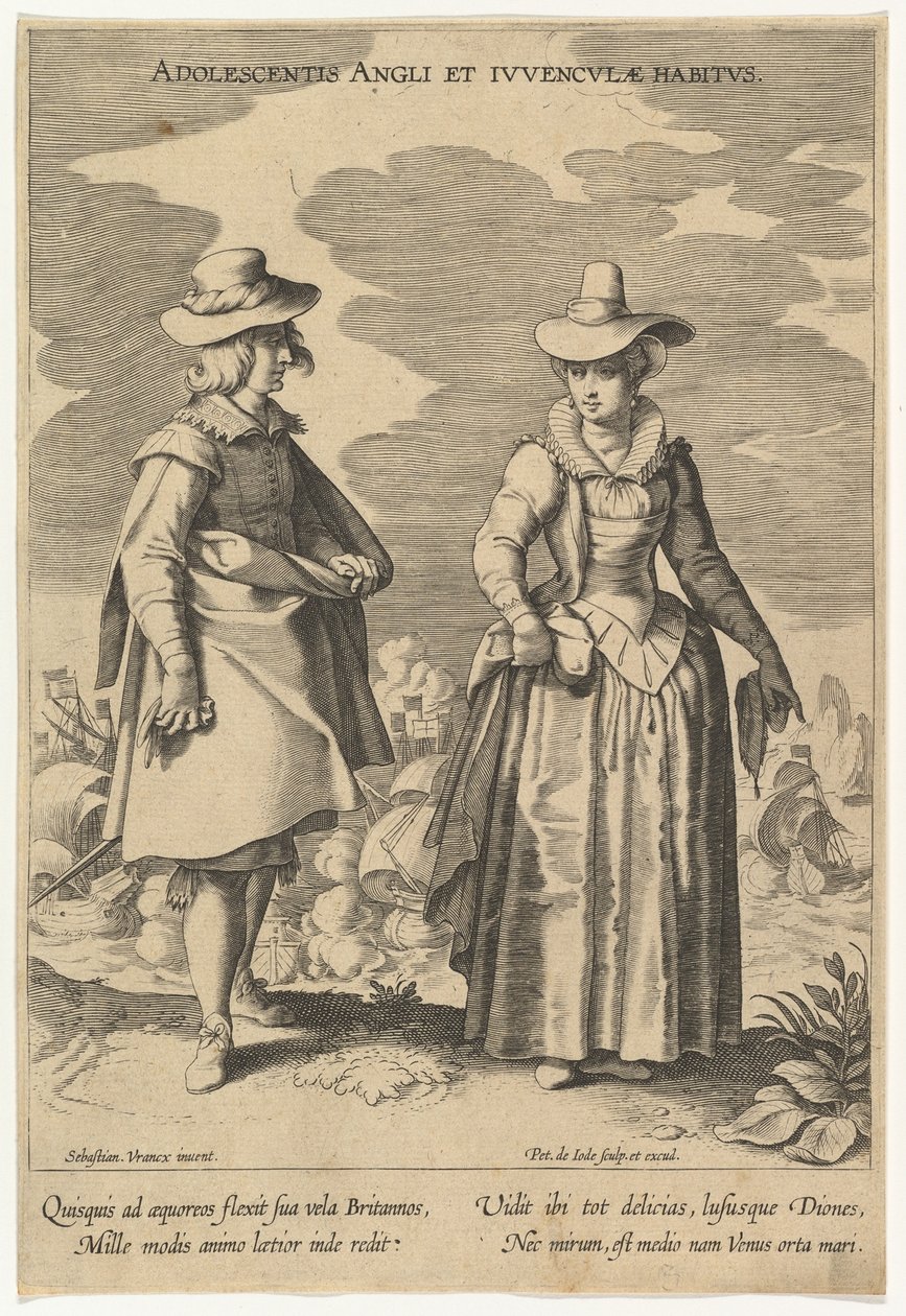 Moças e jovens hábitos ingleses, de modas de diferentes nações. de Pieter de Jode I