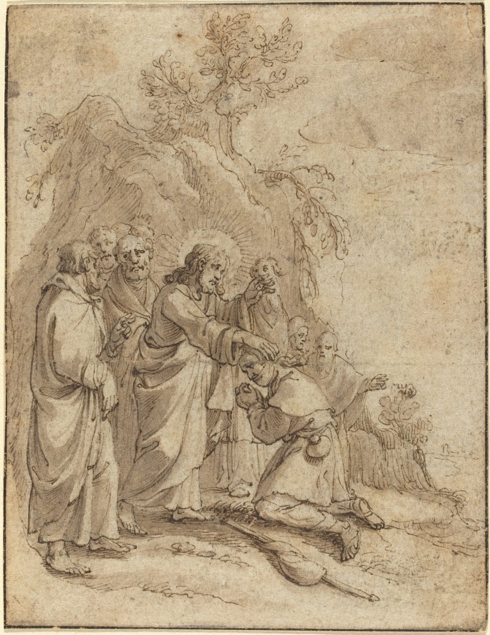 Cristo curando o leproso de Pieter de Jode I