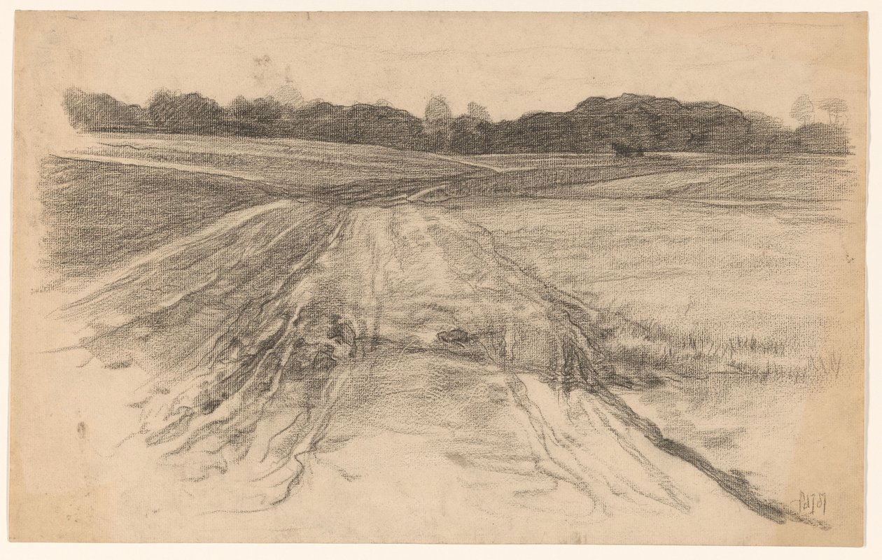 Estrada secundária através do campo aberto de Pieter de Josselin