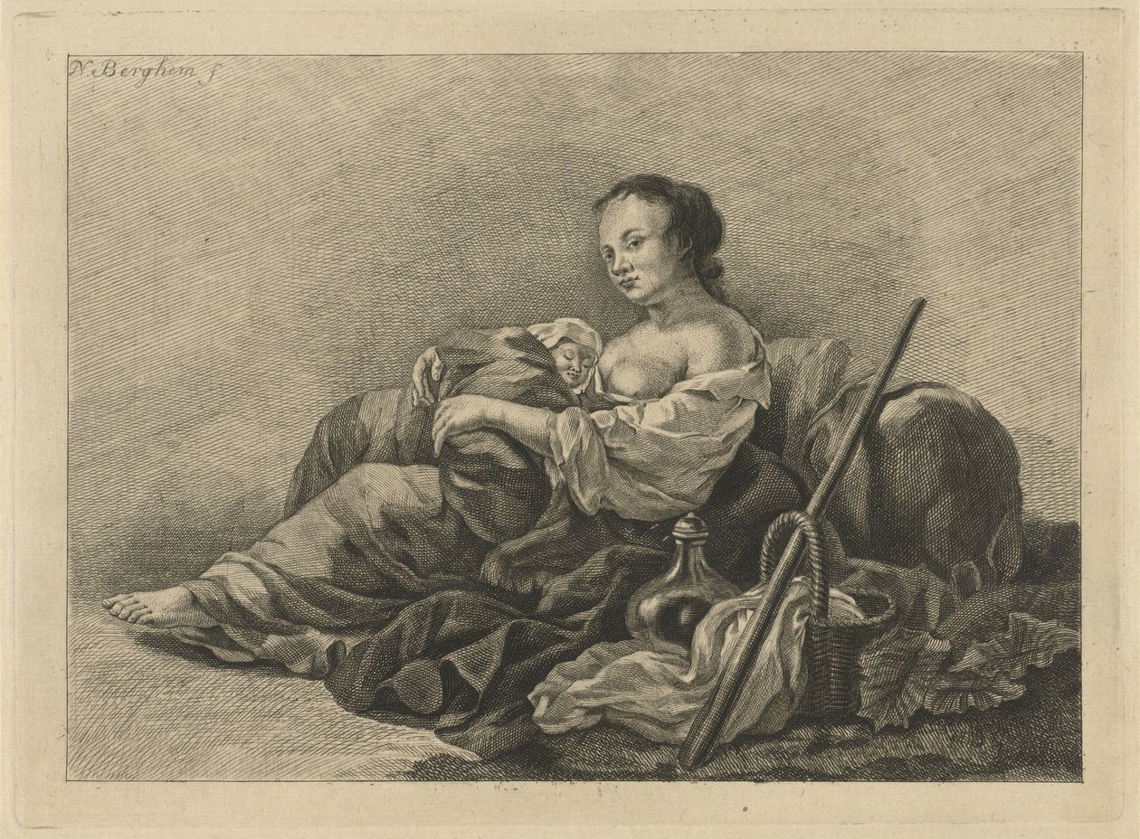 Pastora com criança de Pieter de Mare