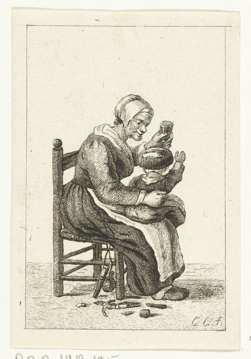 Mulher com filho no colo de Pieter de Mare