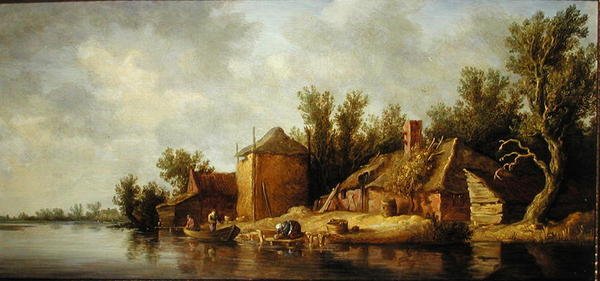 Paisagem fluvial (óleo a bordo) de Pieter de Neyn