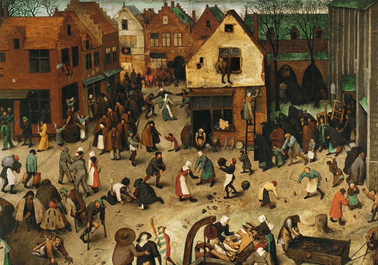 Luta entre o Carnaval e a Quaresma ... (óleo sobre madeira de carvalho) de Pieter the Elder Bruegel