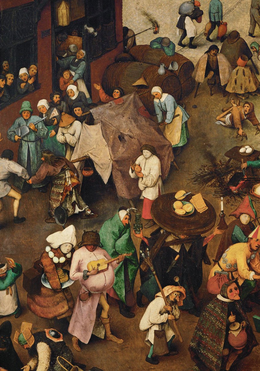 Luta entre o Carnaval e a Quaresma ... (óleo sobre madeira de carvalho) de Pieter the Elder Bruegel