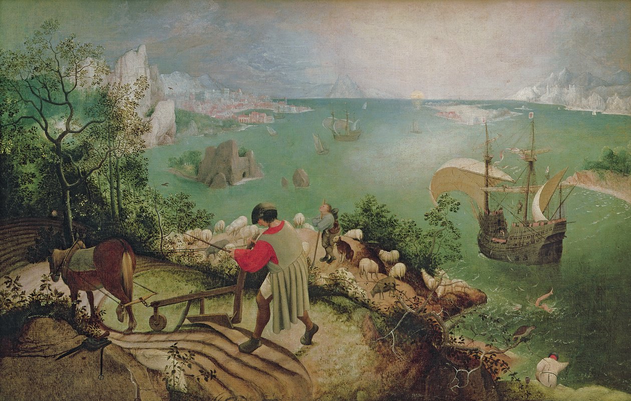 Paisagem com a queda de Ícaro, c.1558 (óleo sobre tela) de Pieter Bruegel the Elder