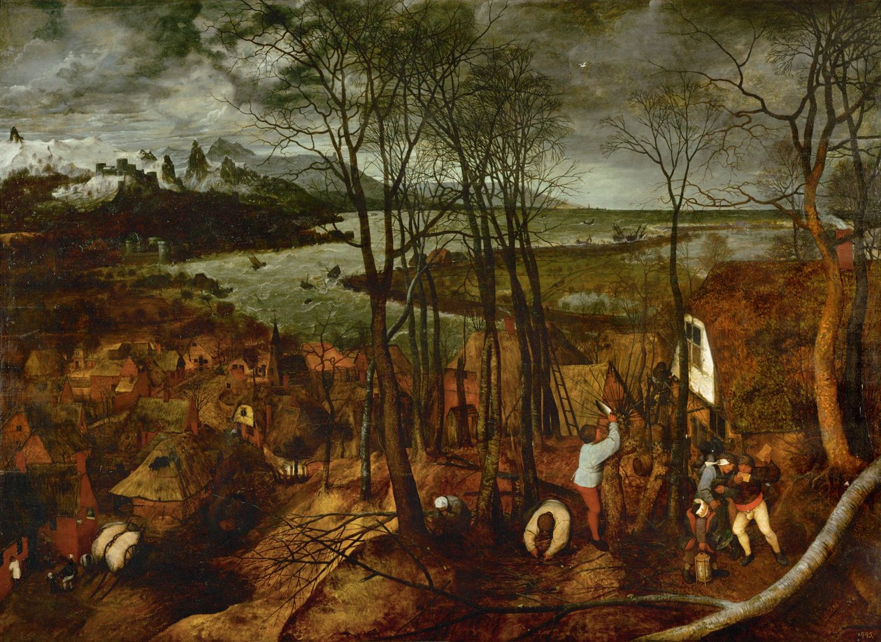 O Dia Escuro. Da série de seis pinturas As Estações (pintura) de Pieter the Elder Bruegel