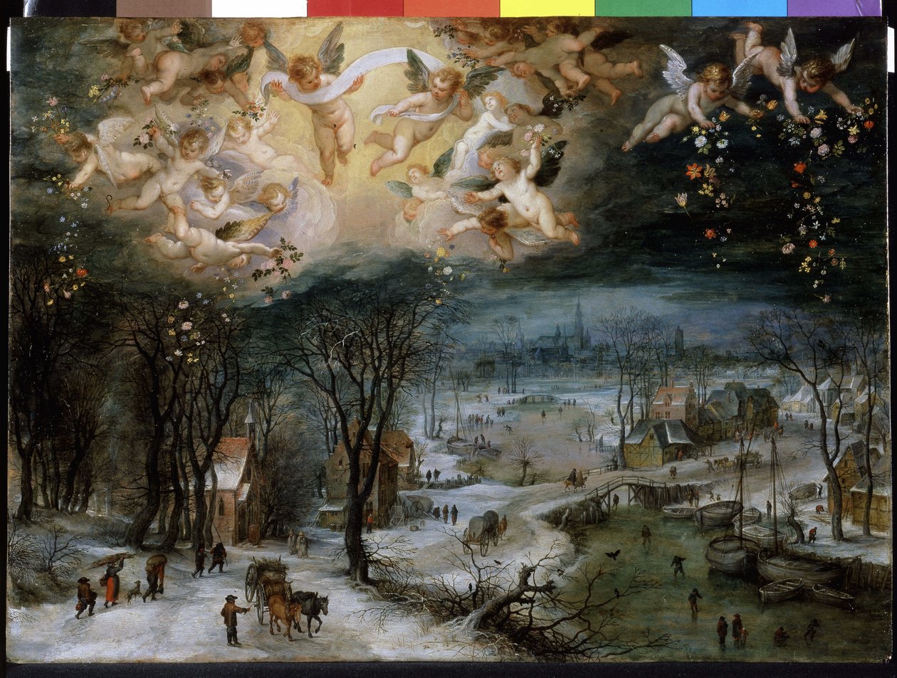 Winter Landscape - por Pieter Bruegel, o Ancião (1525/30 - 1569). de Pieter Bruegel the Elder