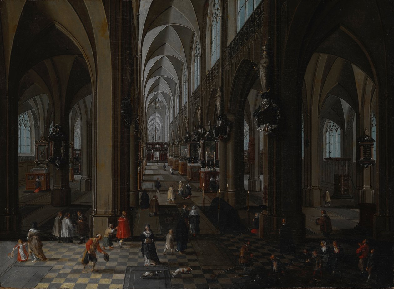 Interior da Catedral de Antuérpia, 1651 de Pieter the Elder Neeffs