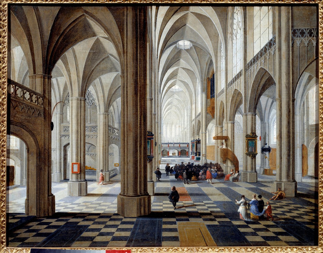 Interior da Catedral de Antuérpia. Pintura de Peeter Neefs The Old (ou Pieter Neefs I) (1578-1660) Ec. Flam. de Pieter the Elder Neefs