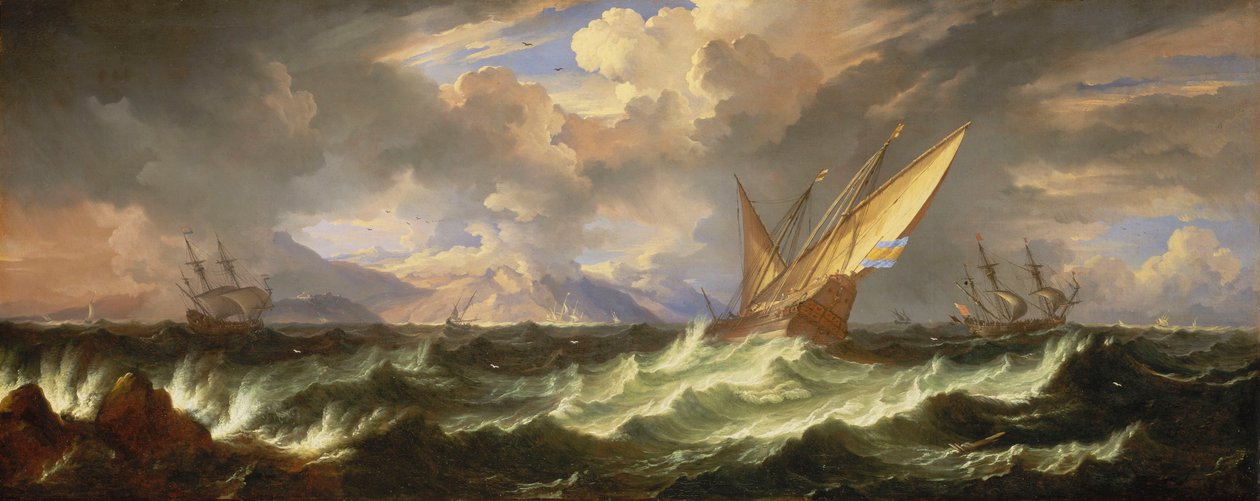 Uma brisa fresca no Mediterrâneo, finais do século XVII (óleo sobre tela) de Pieter the Younger (1637 1701) Mulier