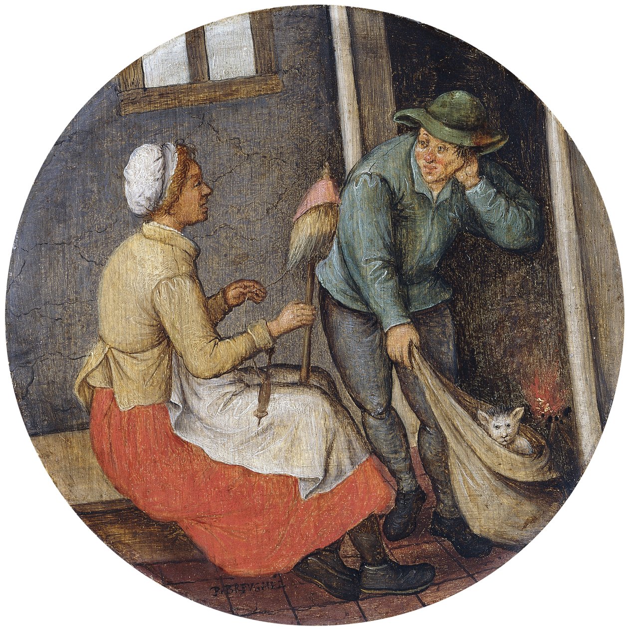 Um provérbio - Deixando o gato sair da bolsa, de Pieter Brueghel the Younger