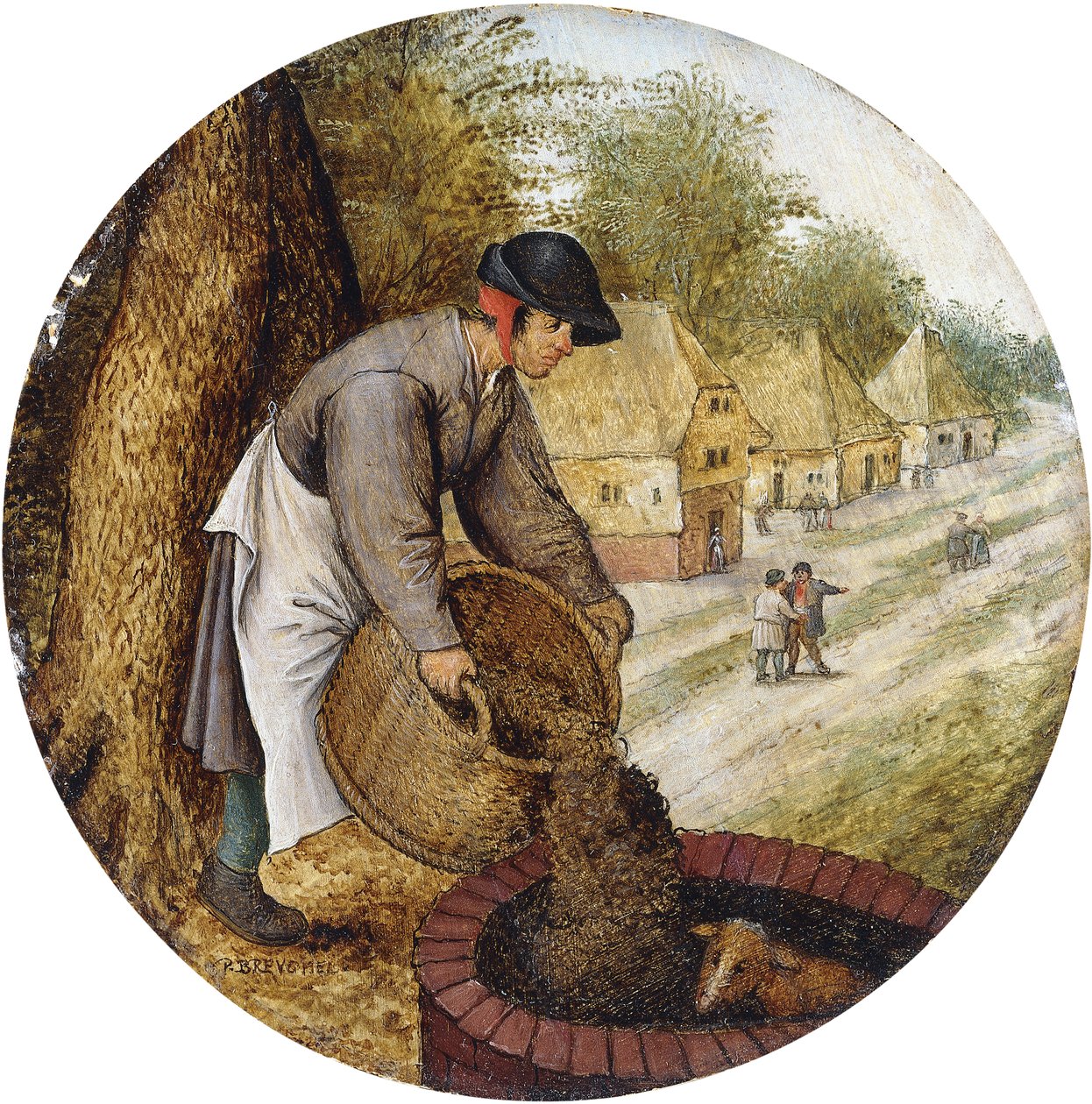 Um provérbio - para encher o poço depois que o bezerro se afogar, de Pieter Brueghel the Younger