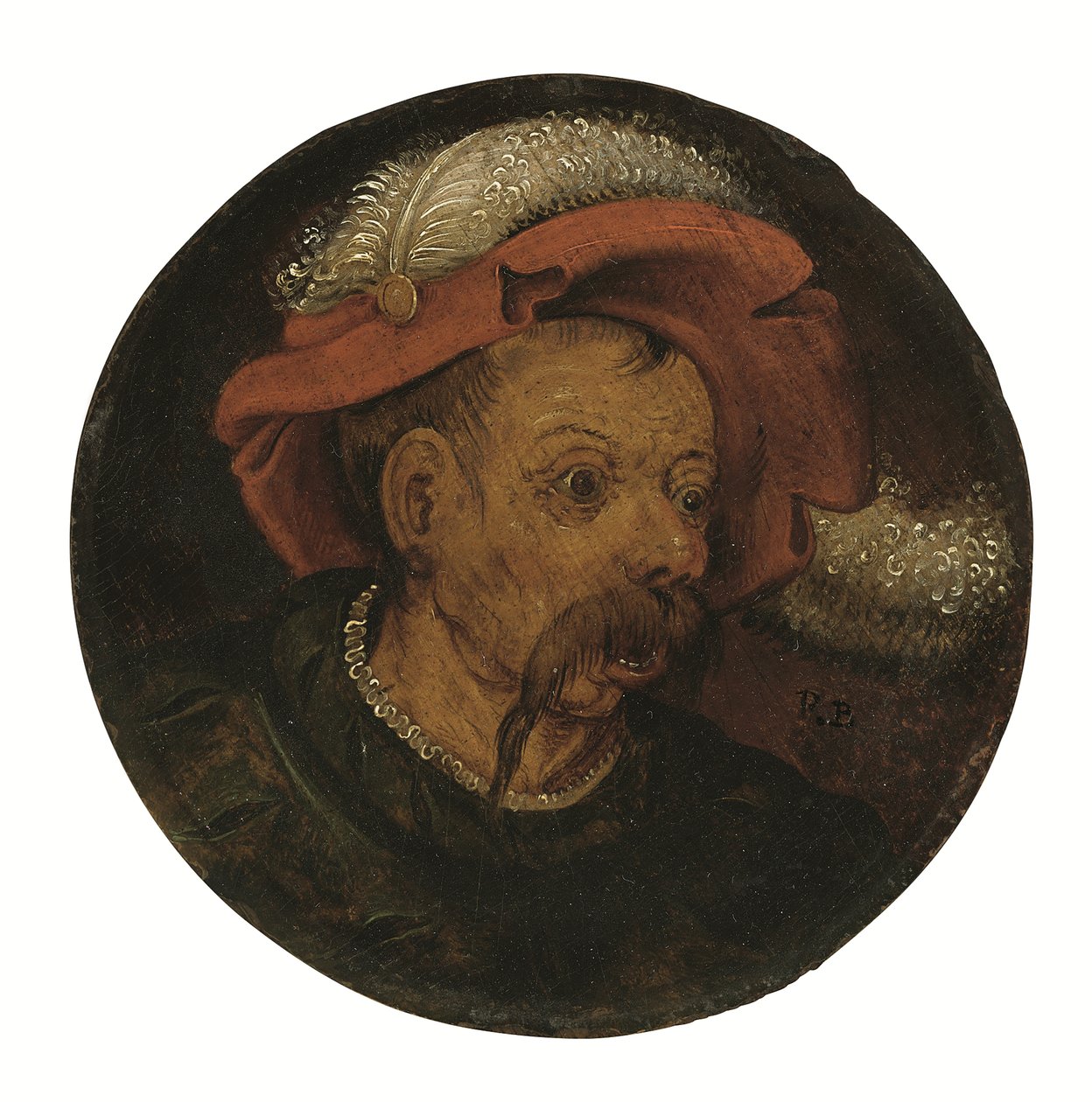Cabeça de um "landsknecht" (óleo sobre painel) de Pieter the Younger Brueghel